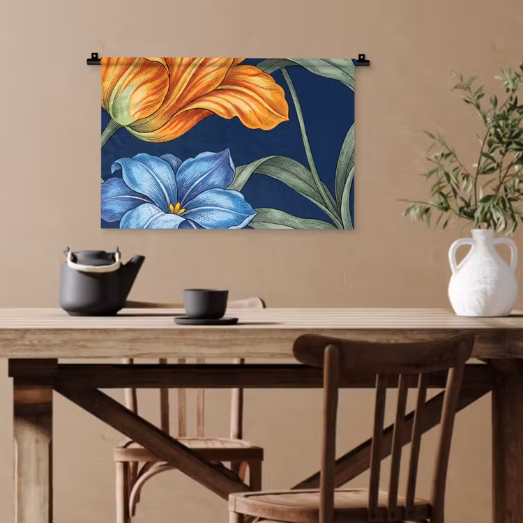 Wandteppich - Blumen – Botanik – Muster - Bloemen - Botanisch - Patroon Wandkleed katoen klein