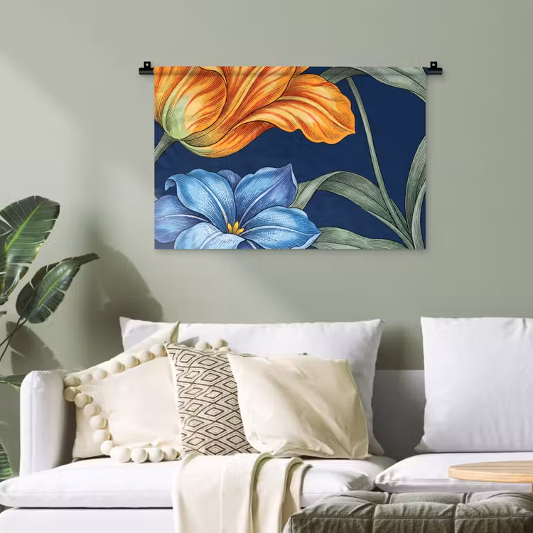 Wandteppich - Blumen – Botanik – Muster - Bloemen - Botanisch - Patroon Wandkleed katoen klein