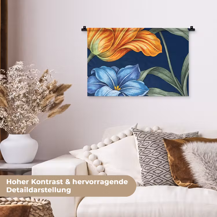 Wandteppich - Blumen – Botanik – Muster - Bloemen - Botanisch - Patroon Wandkleed katoen klein