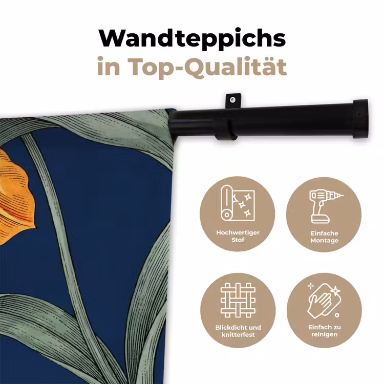 Wandteppich - Blumen – Botanik – Muster - Bloemen - Botanisch - Patroon Wandkleed katoen klein