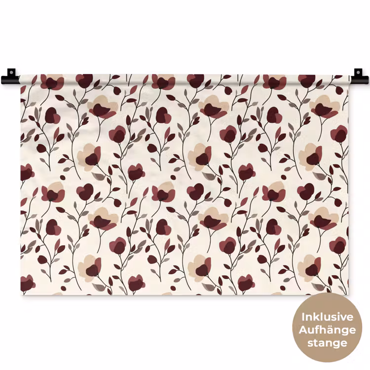Bloemen - Botanisch - Bordeaux Wandkleed katoen klein 269 -t3d_DE