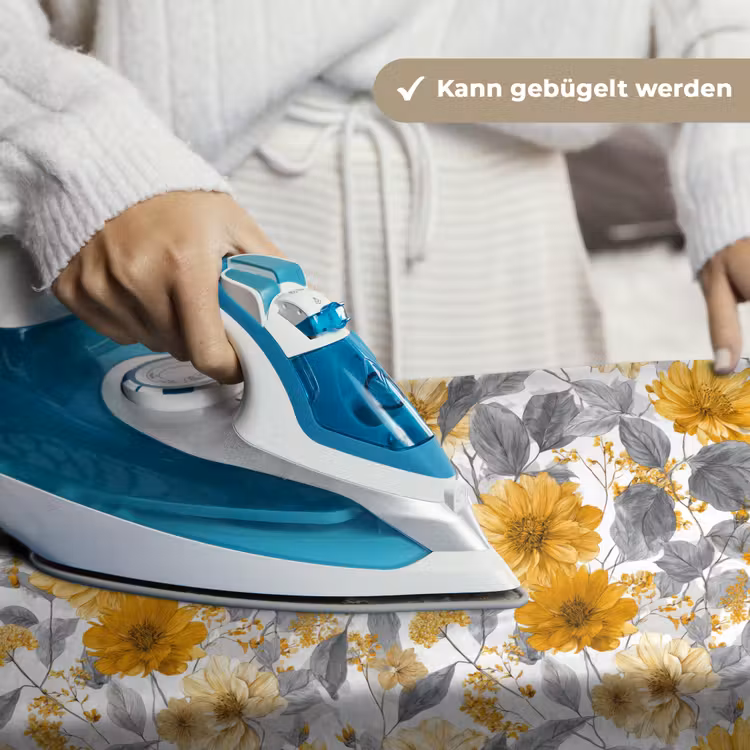 Bloemen - Botanisch - Elegant - Okergeel - Grijs Wandkleed katoen klein 269 -tsfeer9_DE