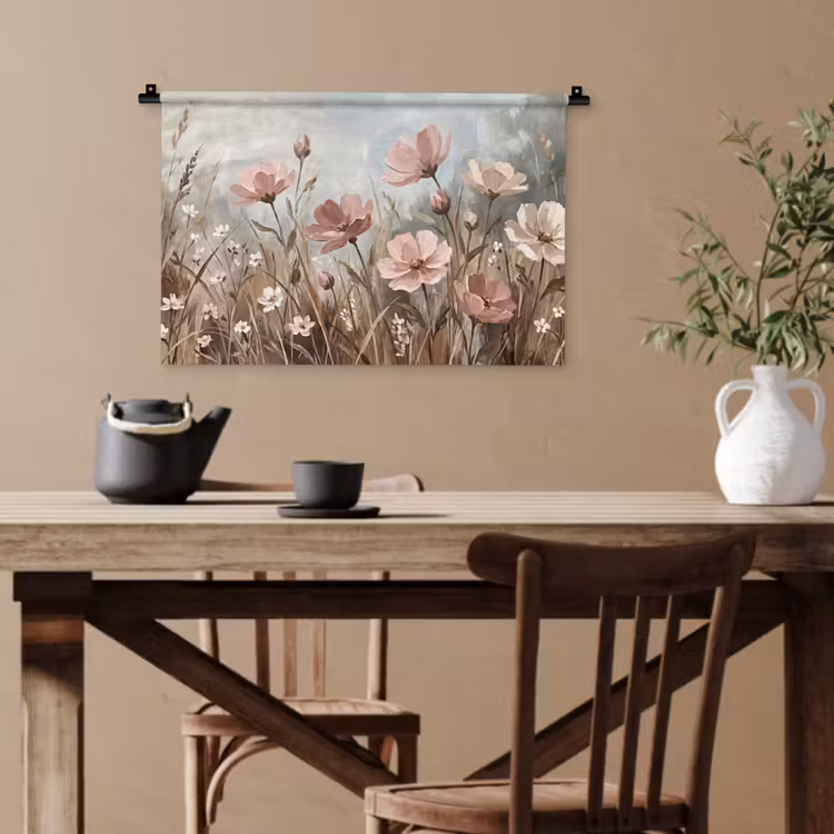 Bloemen - Botanisch - Schilderij - Pastel - Rustiek Wandkleed katoen klein -sfeer6