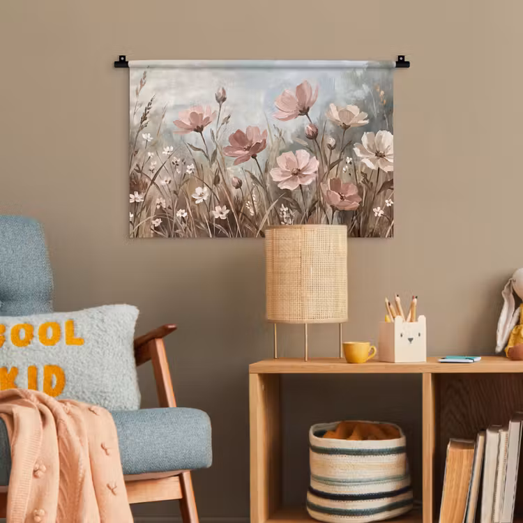 Bloemen - Botanisch - Schilderij - Pastel - Rustiek Wandkleed katoen klein -wsfeer4_kind