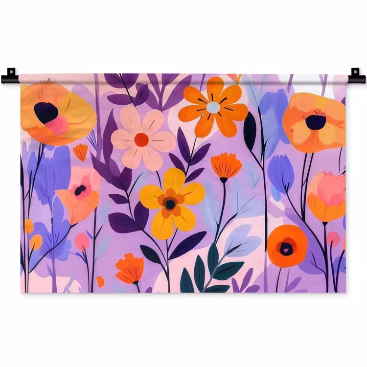 Bloemen - Kleurrijk - Bladeren Wandkleed katoen klein -zz3d