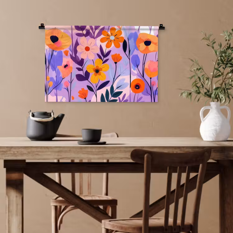 Bloemen - Kleurrijk - Bladeren Wandkleed katoen klein -sfeer6