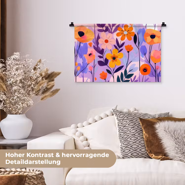 Bloemen - Kleurrijk - Bladeren Wandkleed katoen klein -tsfeer1_DE