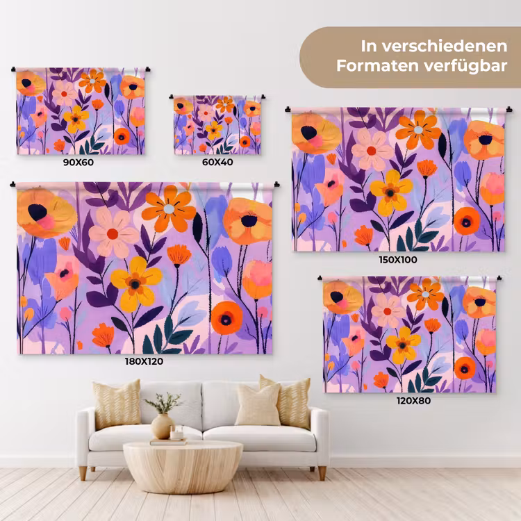 Bloemen - Kleurrijk - Bladeren Wandkleed katoen klein -tsfeer8_DE