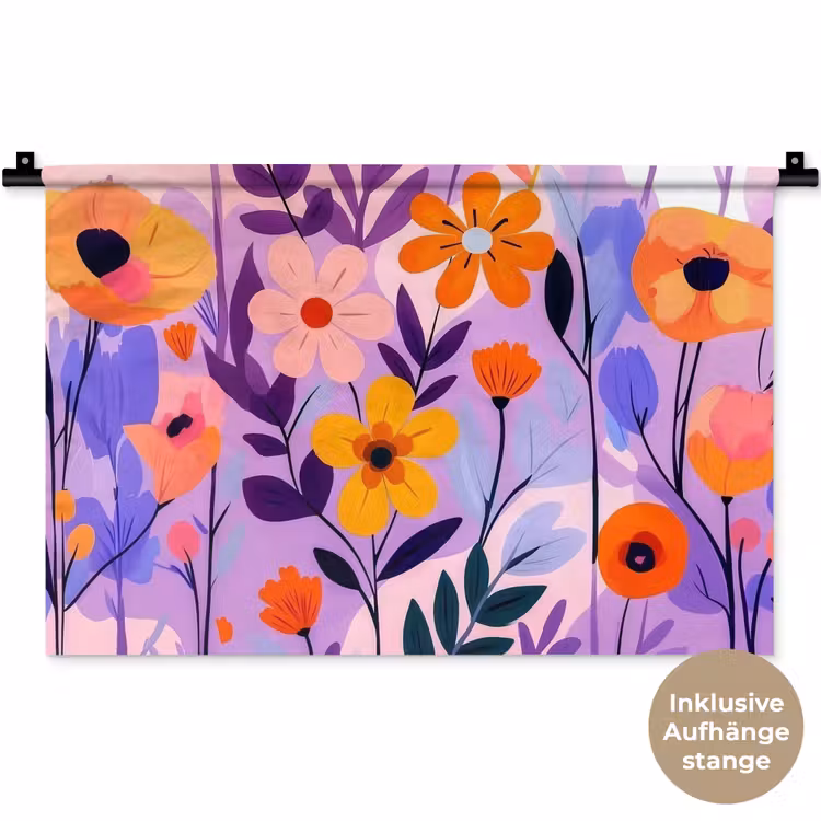 Bloemen - Kleurrijk - Bladeren Wandkleed katoen klein -t3d_DE
