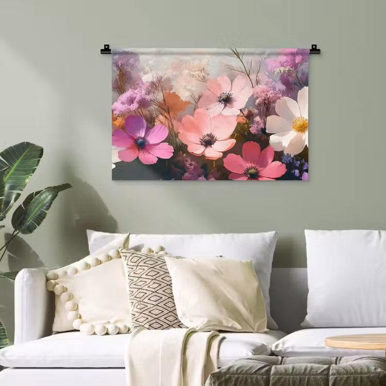 Bloemen - Kleurrijk - Bloei Wandkleed katoen klein -sfeer7