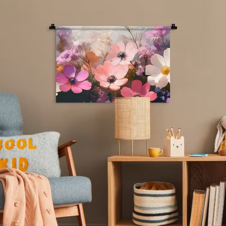 Bloemen - Kleurrijk - Bloei Wandkleed katoen klein -wsfeer4_kind