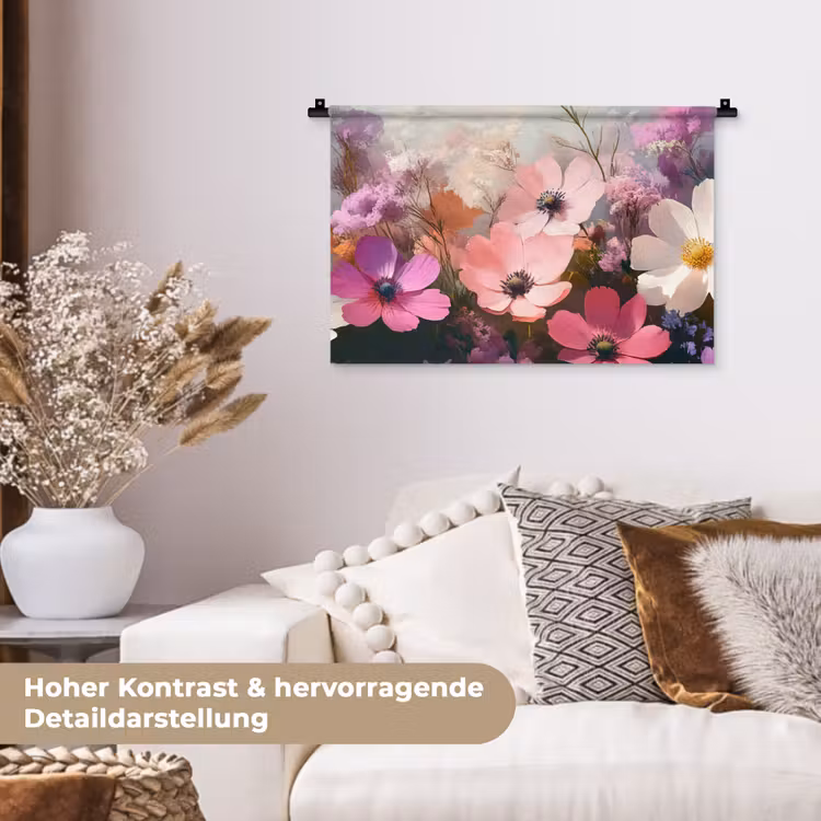 Bloemen - Kleurrijk - Bloei Wandkleed katoen klein -tsfeer1_DE