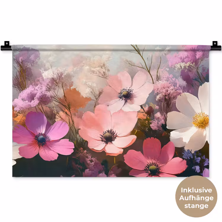Bloemen - Kleurrijk - Bloei Wandkleed katoen klein -t3d_DE