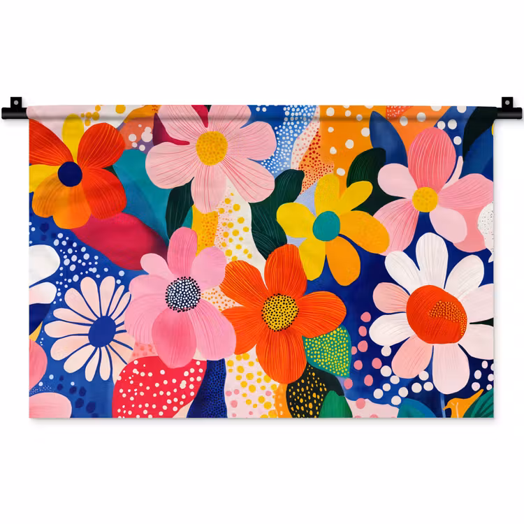 Bloemen - Kleurrijk - Stippen Wandkleed katoen klein -zz3d