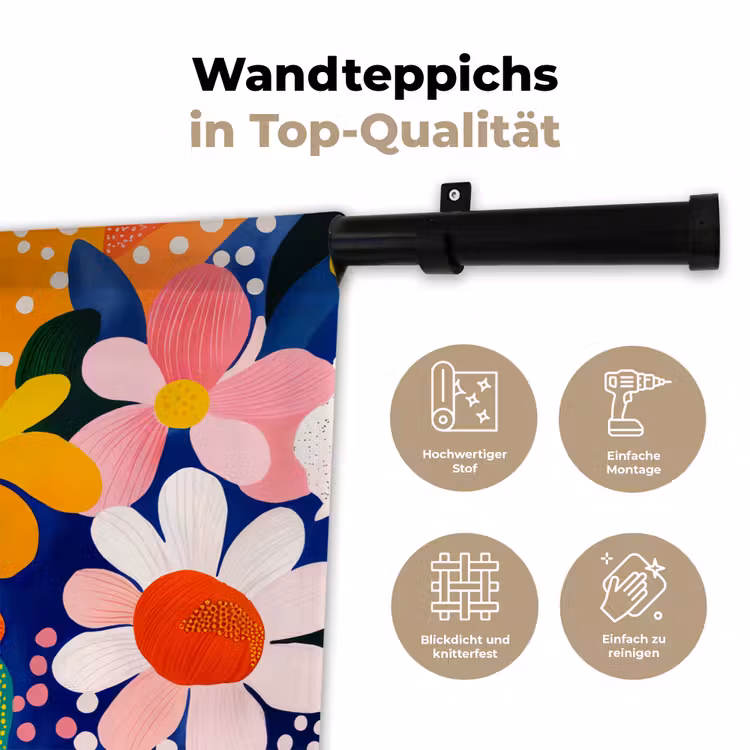 Bloemen - Kleurrijk - Stippen Wandkleed katoen klein -tsfeer2_DE