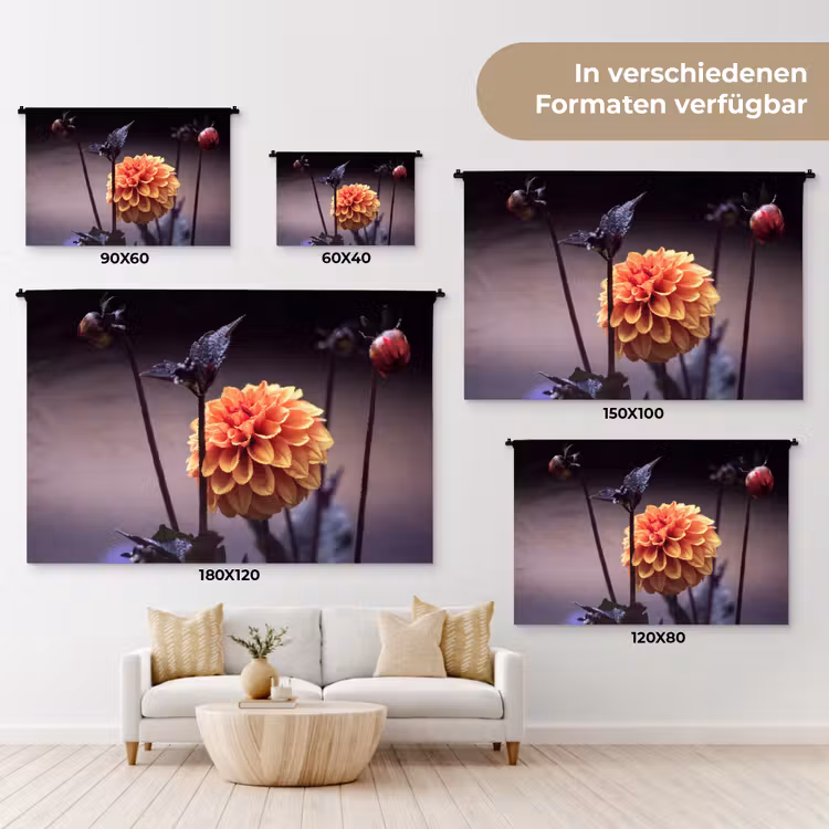 Bloemen - Chrysant - Macro - Planten Wandkleed katoen klein -tsfeer8_DE