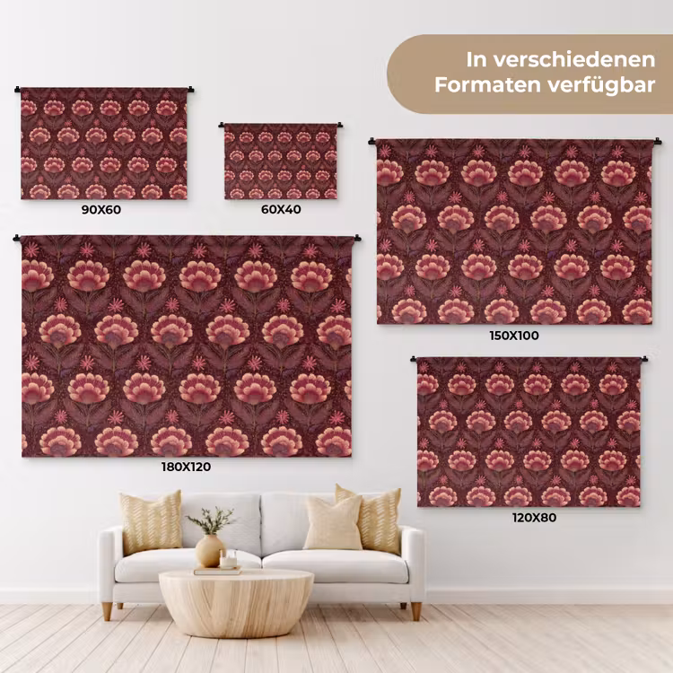 Bloemen - Waaier - Paars Wandkleed katoen klein 269 -tsfeer8_DE