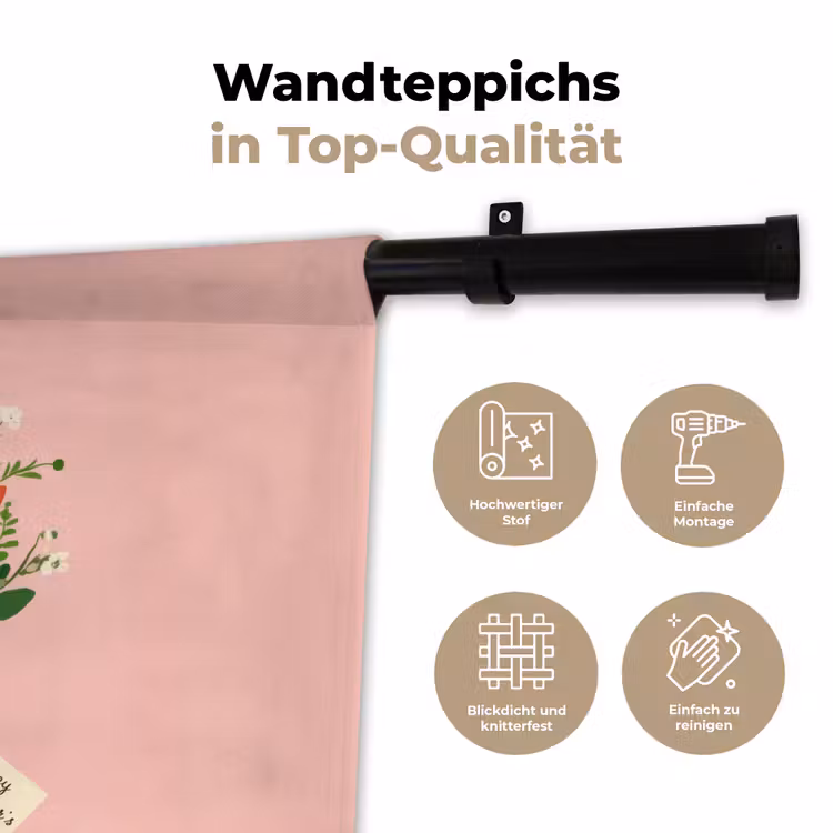 Bloemen - Lint - Kaartje Wandkleed katoen klein -tsfeer2_DE