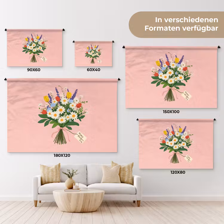 Bloemen - Lint - Kaartje Wandkleed katoen klein -tsfeer8_DE