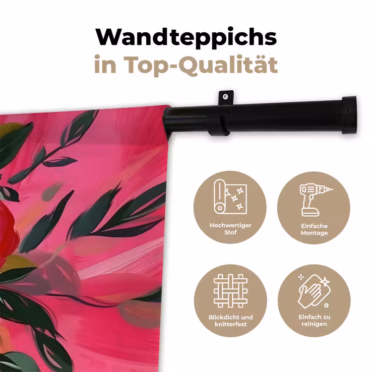 Bloemen - Verf - Roze Wandkleed katoen klein -tsfeer2_DE