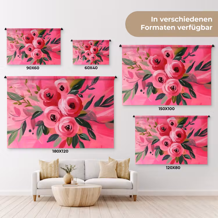 Bloemen - Verf - Roze Wandkleed katoen klein -tsfeer8_DE