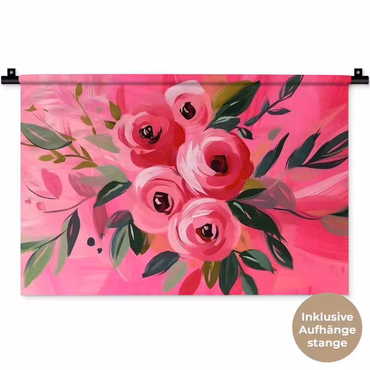 Bloemen - Verf - Roze Wandkleed katoen klein -t3d_DE