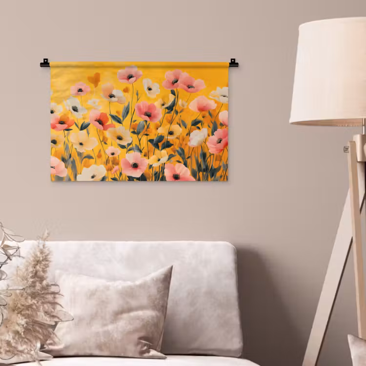 Bloemen - Veld - Geel Wandkleed katoen klein -sfeer4