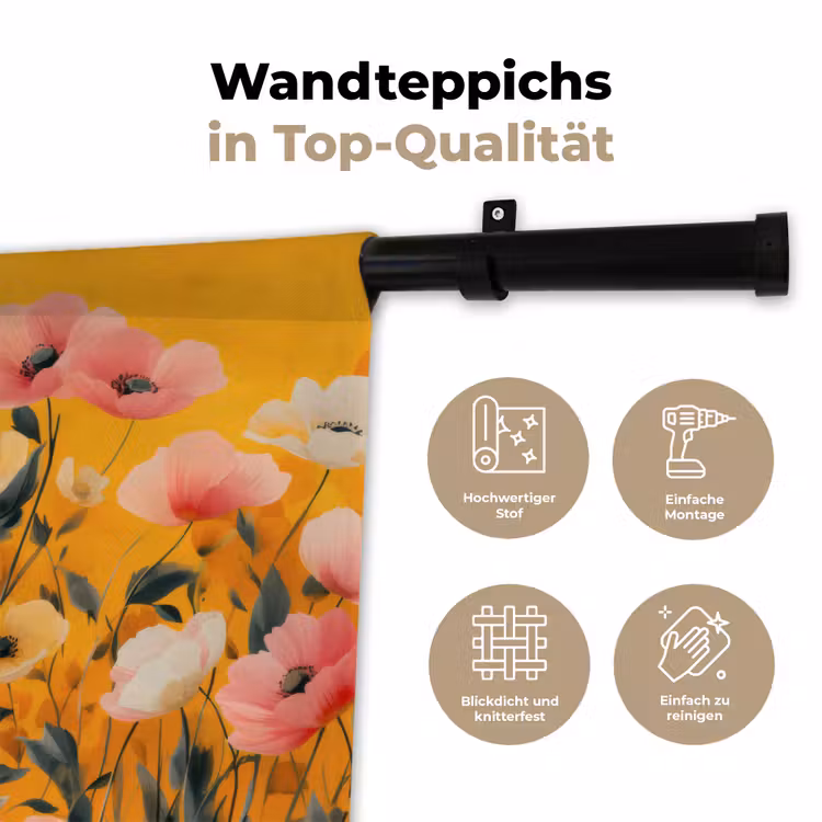 Bloemen - Veld - Geel Wandkleed katoen klein -tsfeer2_DE