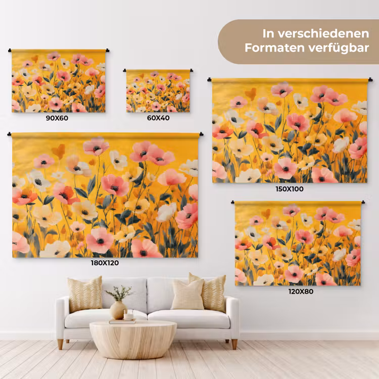 Bloemen - Veld - Geel Wandkleed katoen klein -tsfeer8_DE
