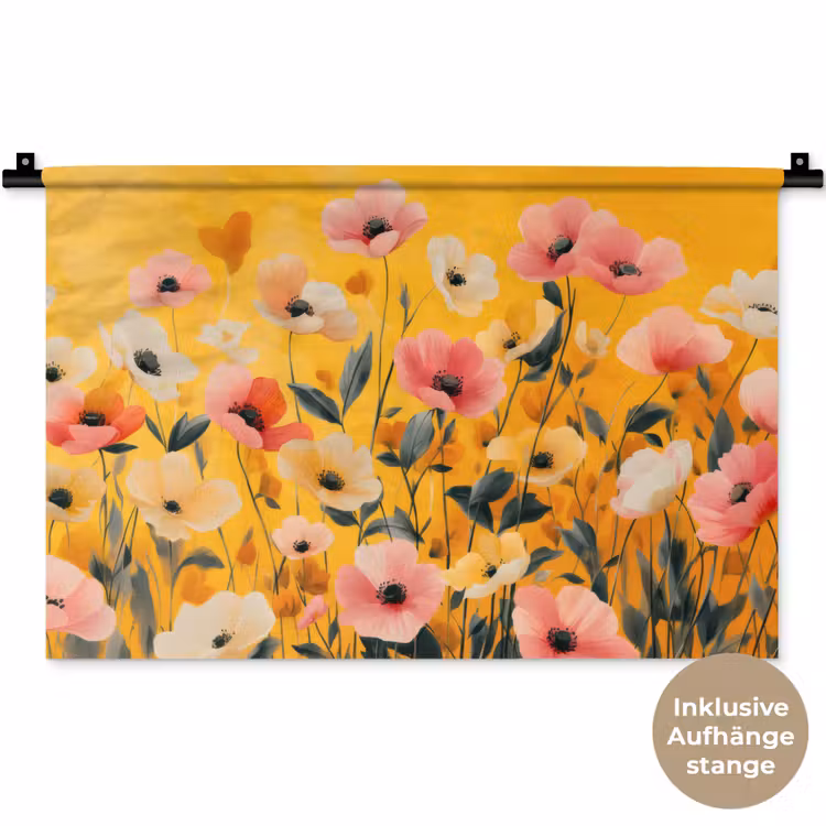 Bloemen - Veld - Geel Wandkleed katoen klein -t3d_DE