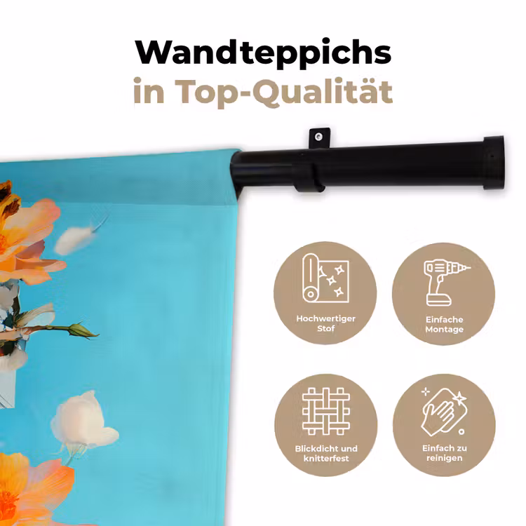 Bloemen - Vrouw - Zonnebril - Blauw Wandkleed katoen klein -tsfeer2_DE