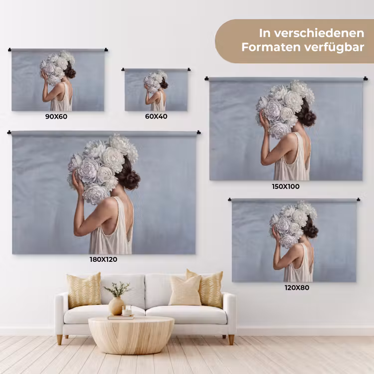 Bloemen - Vrouw - Wit Wandkleed katoen klein -tsfeer8_DE