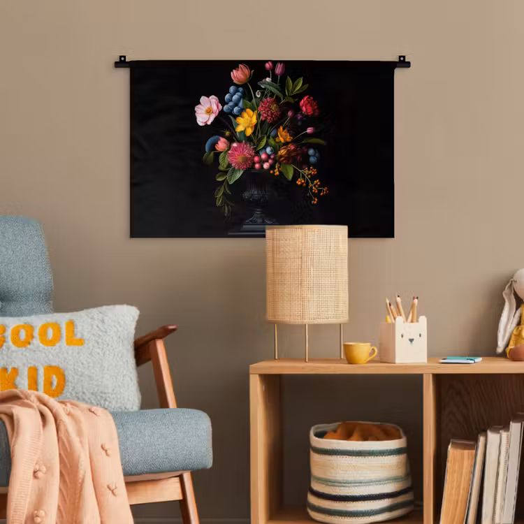 Bloemen - Vrolijk - Vaas Wandkleed katoen klein -wsfeer4_kind