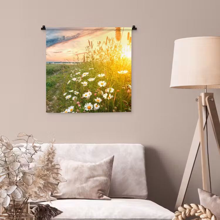 Bloemen - Madelief - Natuur - Zon - Horizon Wandkleed katoen klein -sfeer4