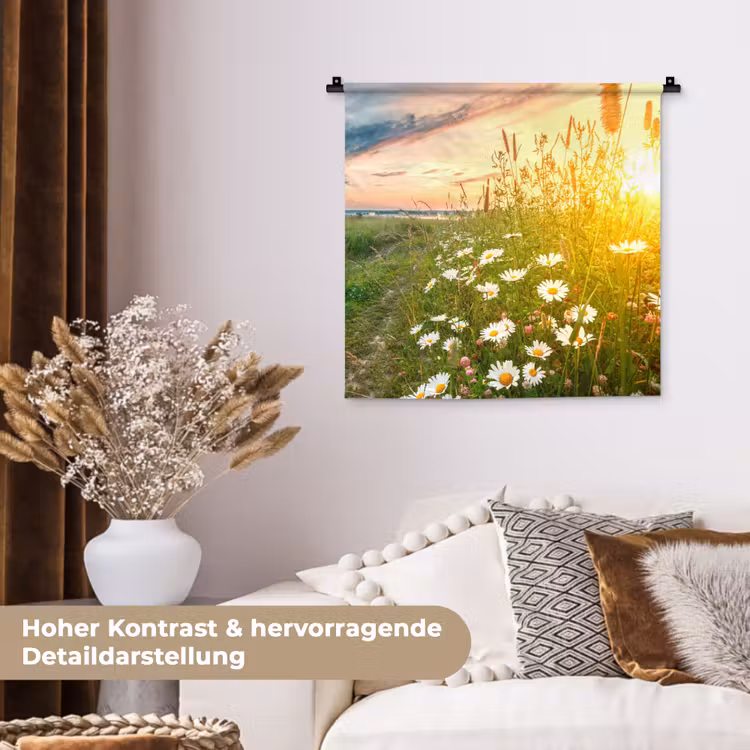 Bloemen - Madelief - Natuur - Zon - Horizon Wandkleed katoen klein -tsfeer1_DE