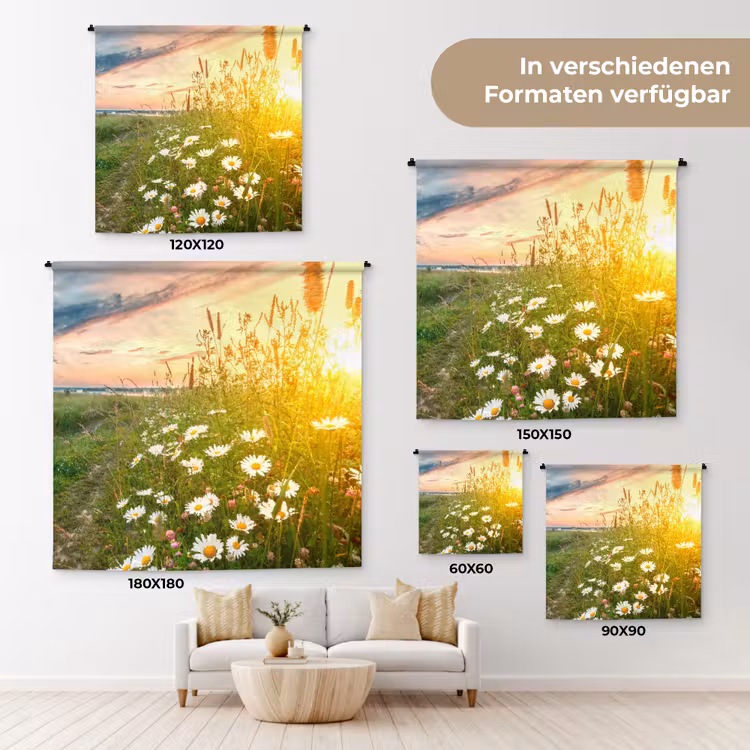 Bloemen - Madelief - Natuur - Zon - Horizon Wandkleed katoen klein -tsfeer8_DE