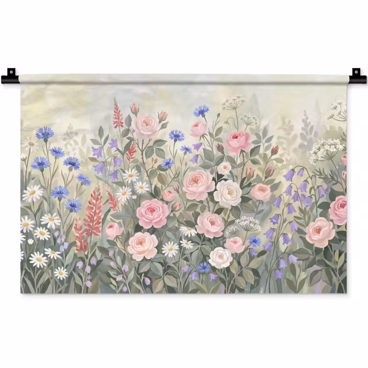 Bloemen - Tuin - Natuur - Kleurrijk Wandkleed katoen klein -zz3d