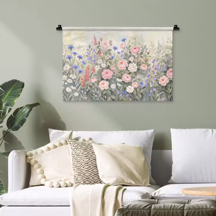 Bloemen - Tuin - Natuur - Kleurrijk Wandkleed katoen klein -sfeer7