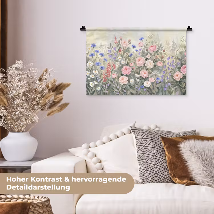 Bloemen - Tuin - Natuur - Kleurrijk Wandkleed katoen klein -tsfeer1_DE