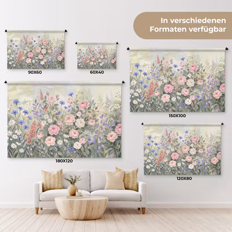 Bloemen - Tuin - Natuur - Kleurrijk Wandkleed katoen klein -tsfeer8_DE
