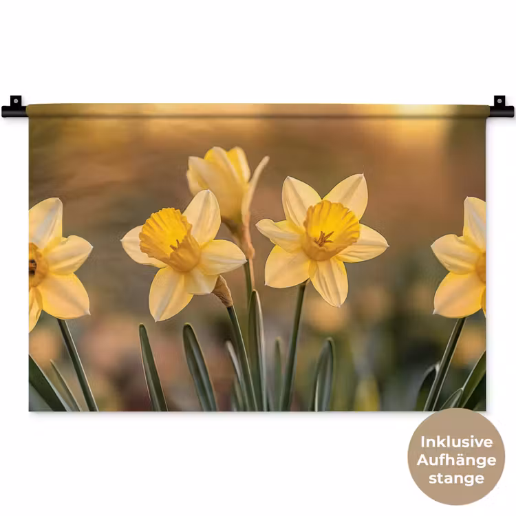 Bloemen - Geel - Wazig Wandkleed katoen klein -t3d_DE