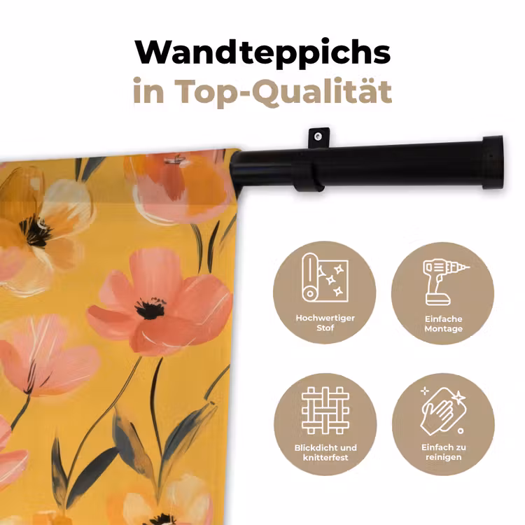Bloemen - Geschilderd - Geel Wandkleed katoen klein -tsfeer2_DE