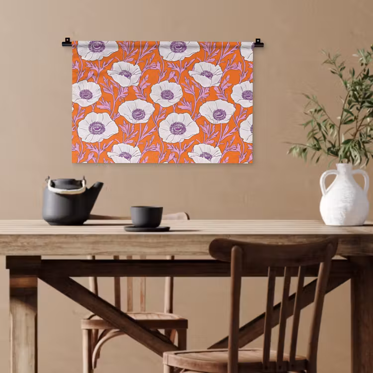 Bloemen - Grafisch - Oranje Wandkleed katoen klein 269 -sfeer6
