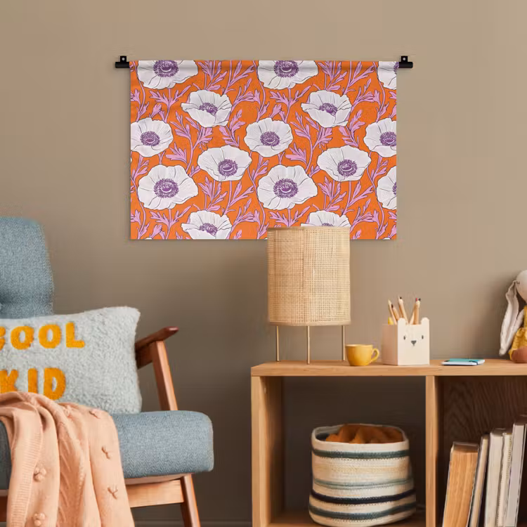 Bloemen - Grafisch - Oranje Wandkleed katoen klein 269 -wsfeer4_kind