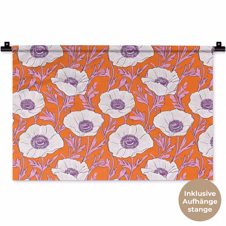 Bloemen - Grafisch - Oranje Wandkleed katoen klein 269 -t3d_DE