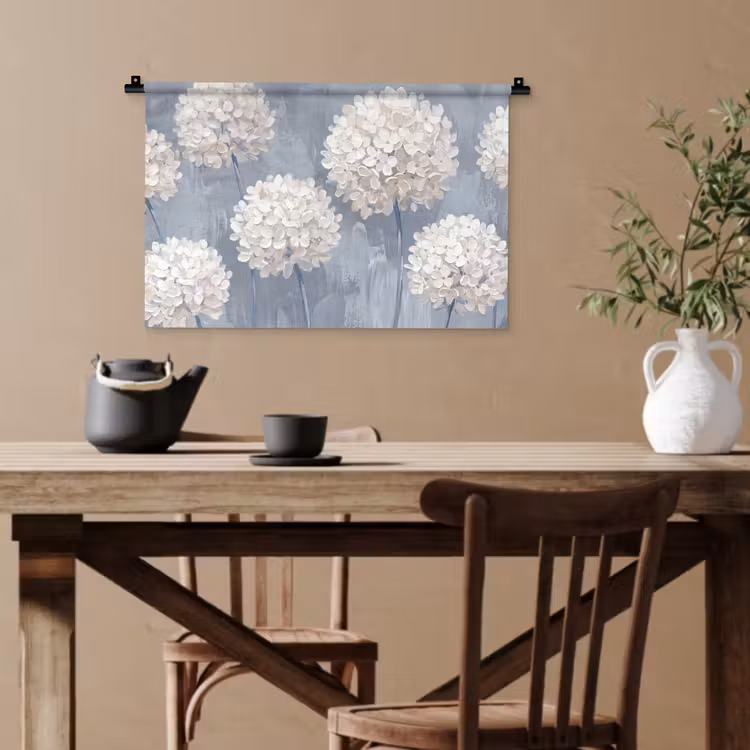 Bloemen - Illustratie - Blauw Wandkleed katoen klein -sfeer6