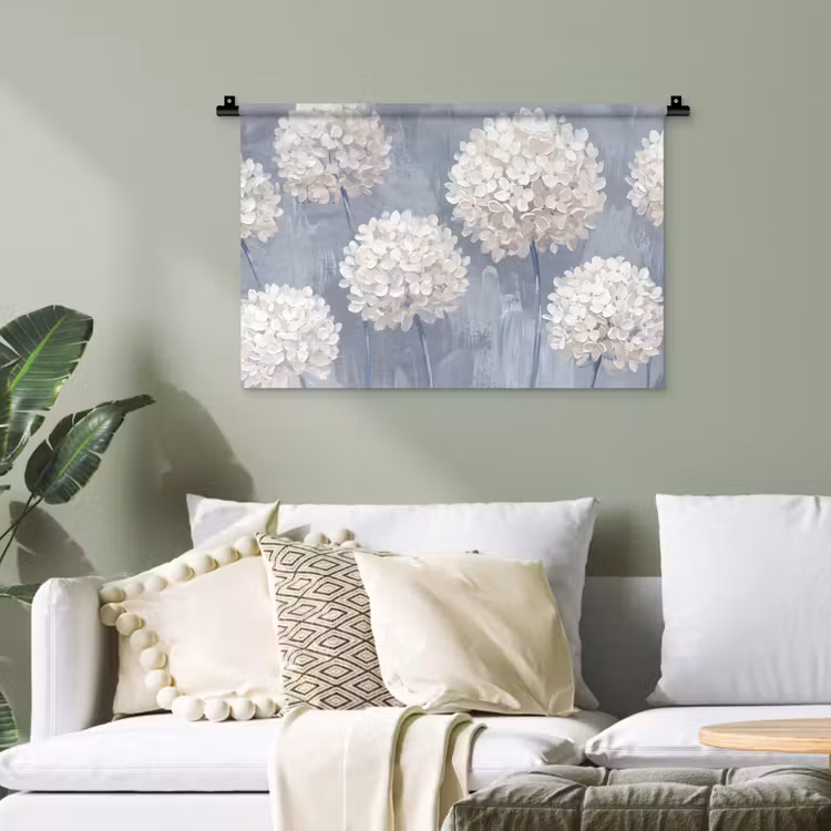 Bloemen - Illustratie - Blauw Wandkleed katoen klein -sfeer7