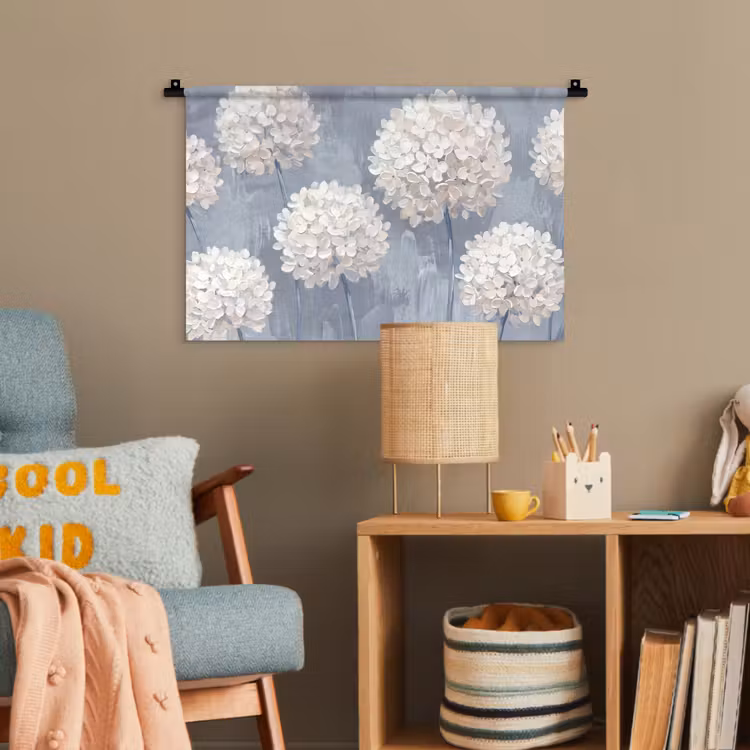 Bloemen - Illustratie - Blauw Wandkleed katoen klein -wsfeer4_kind