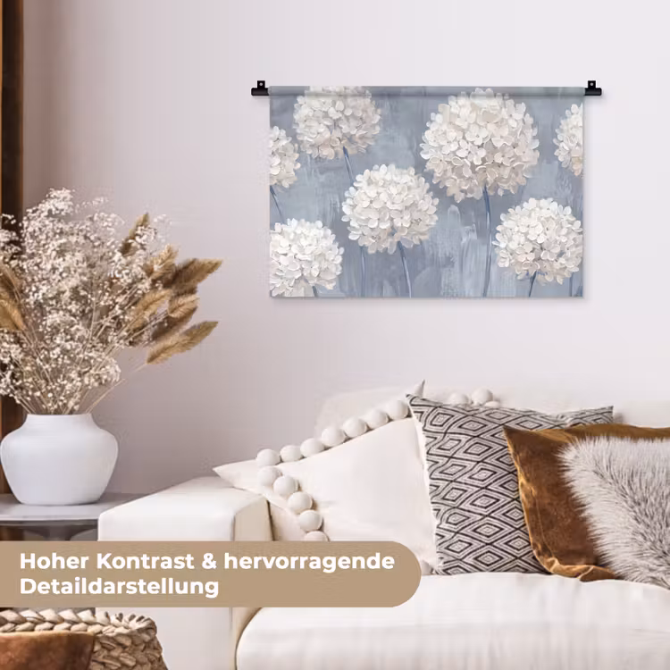 Bloemen - Illustratie - Blauw Wandkleed katoen klein -tsfeer1_DE