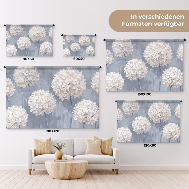 Bloemen - Illustratie - Blauw Wandkleed katoen klein -tsfeer8_DE
